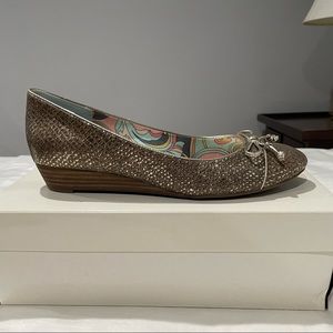 Anne Klein Gold Leather Ballet Flats